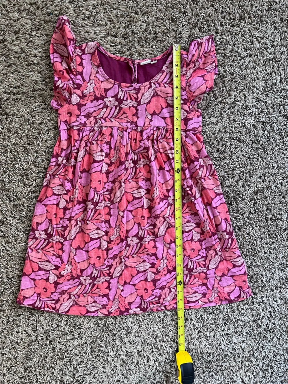 Gap Kids Girls‎ Pink Purple Floral Flutter Sleeve Empire Waist Dress Size M 8